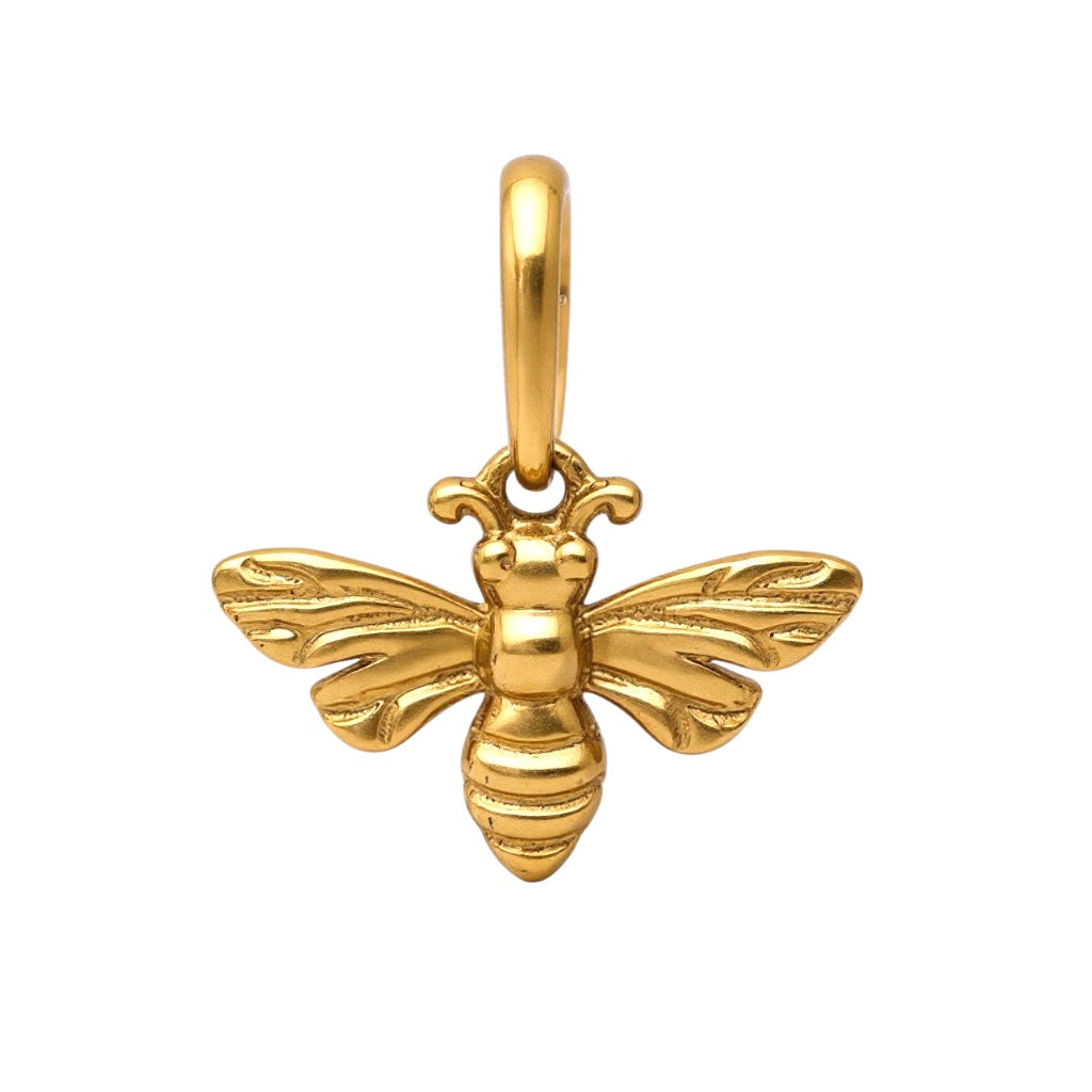 14k Gold Honey Bee 12mm Charm Pendant- Sparkle & Jade-SparkleAndJade.com 