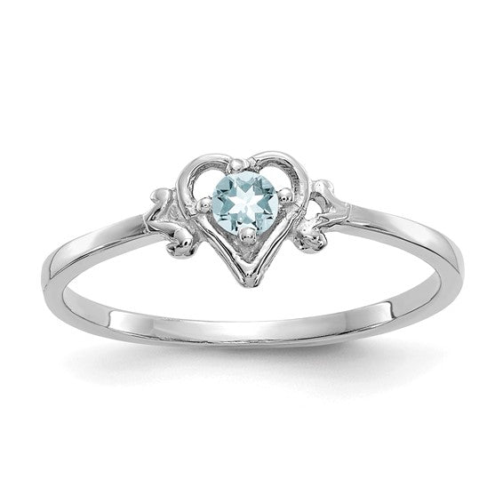 14K White or Yellow Gold Petite Heart Birthstone Rings- Sparkle & Jade-SparkleAndJade.com YC414