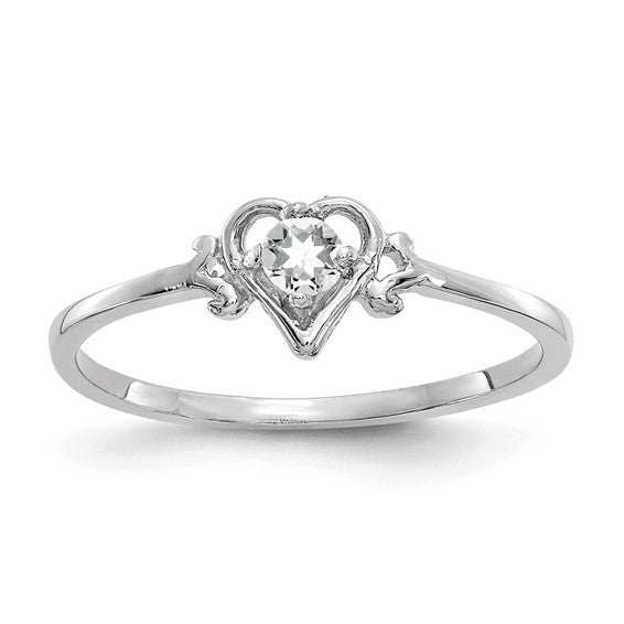 14K White or Yellow Gold Petite Heart Birthstone Rings- Sparkle & Jade-SparkleAndJade.com YC415