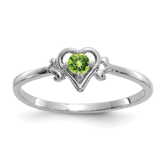 14K White or Yellow Gold Petite Heart Birthstone Rings- Sparkle & Jade-SparkleAndJade.com YC419