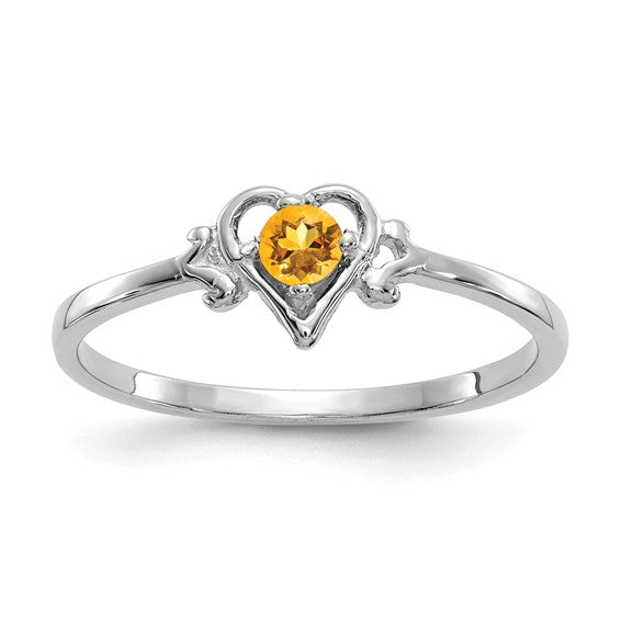 14K White or Yellow Gold Petite Heart Birthstone Rings- Sparkle & Jade-SparkleAndJade.com YC422