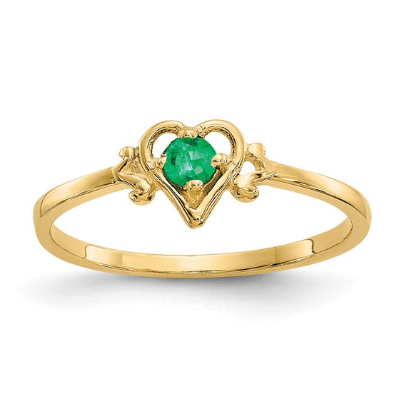 14K White or Yellow Gold Petite Heart Birthstone Rings- Sparkle & Jade-SparkleAndJade.com YC428