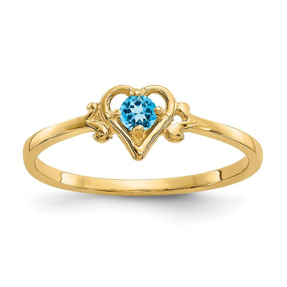 14K White or Yellow Gold Petite Heart Birthstone Rings- Sparkle & Jade-SparkleAndJade.com YC435