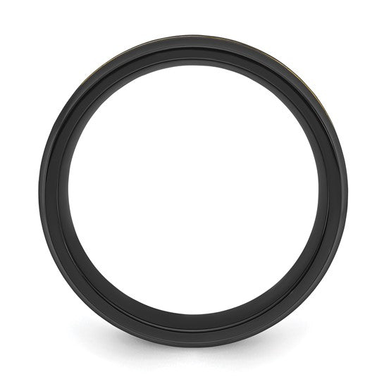 Black Zirconium Brushed and Polished Yellow IP-plated 8mm Band- Sparkle & Jade-SparkleAndJade.com 