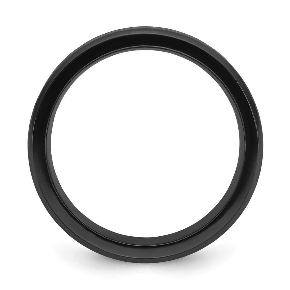 Black Zirconium Polished with Wood Inlay Center 8mm Band- Sparkle & Jade-SparkleAndJade.com 