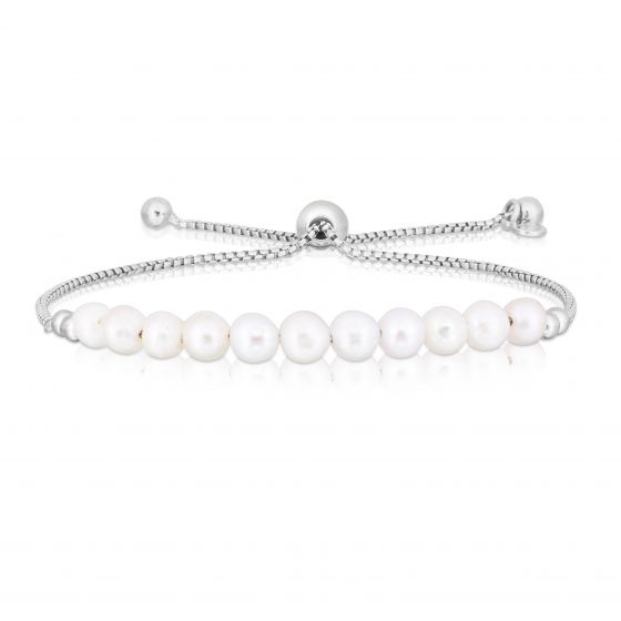 Sterling Silver Freshwater Pearl and Bead Adjustable Bolo Bracelet- Sparkle & Jade-SparkleAndJade.com 