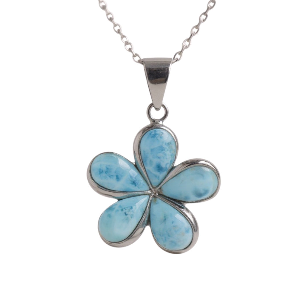 Larimar Plumeria Flower Pendant by Alamea- Sparkle & Jade-SparkleAndJade.com 