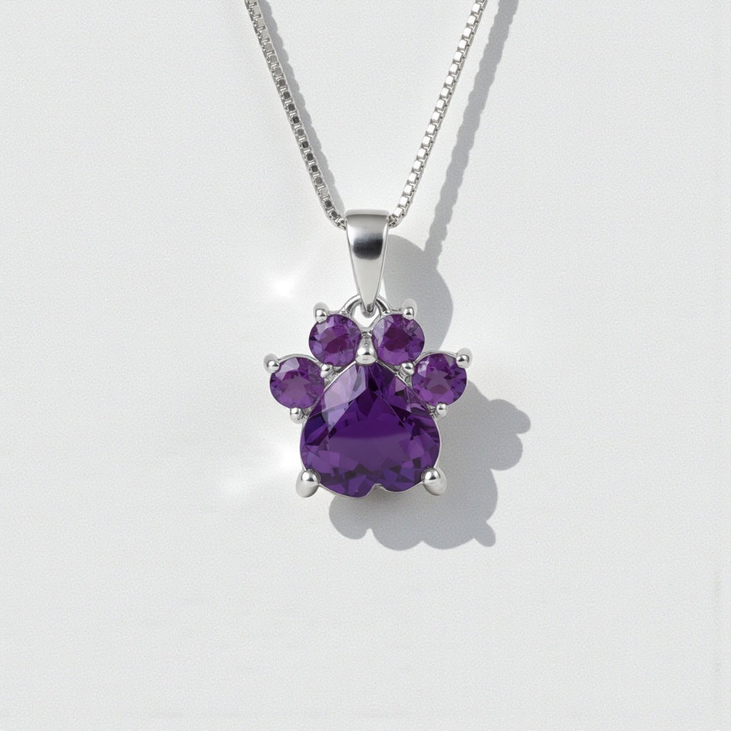 Sterling Silver Gemstone Paw Pendants- Sparkle & Jade-SparkleAndJade.com 