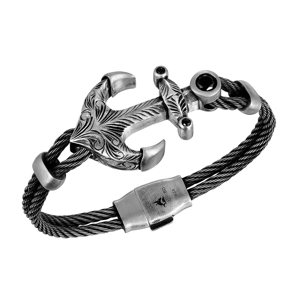 Anchor Nocturne Black Diamond Bracelet by Alamea- Sparkle & Jade-SparkleAndJade.com 