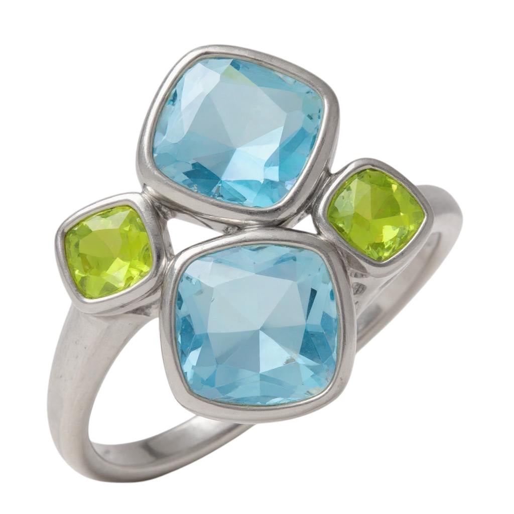 Sterling Silver Sky Blue Topaz & Peridot Ring- Sparkle & Jade-SparkleAndJade.com 