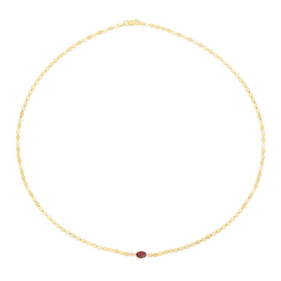 14k Gold Mirrored 16" Chain with Gemstone Center- Sparkle & Jade-SparkleAndJade.com 