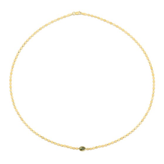 14k Gold Mirrored 16" Chain with Gemstone Center- Sparkle & Jade-SparkleAndJade.com 