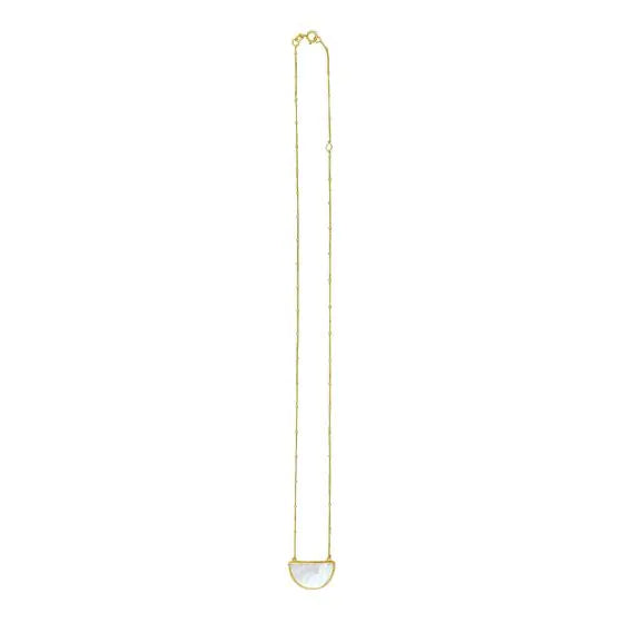 14k Gold Geometric Gemstone Half Moon Necklace- Sparkle & Jade-SparkleAndJade.com 