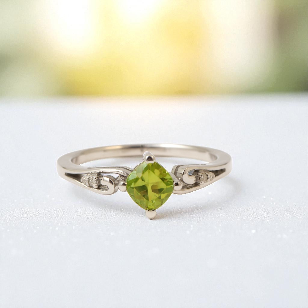 Sterling Silver Cushion Cut Gemstone and Diamond Rings- Sparkle & Jade-SparkleAndJade.com 
