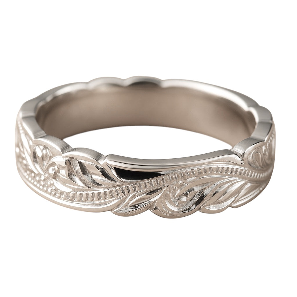 Sterling Silver Hawaiian Floral Scroll 4mm Hawaii Ring- Sparkle & Jade-SparkleAndJade.com 