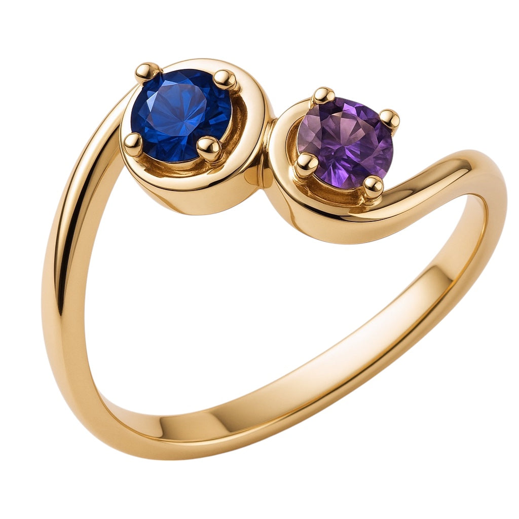 Centered Swirl Statement Mother's Family Birthstone Ring- Sparkle & Jade-SparkleAndJade.com 