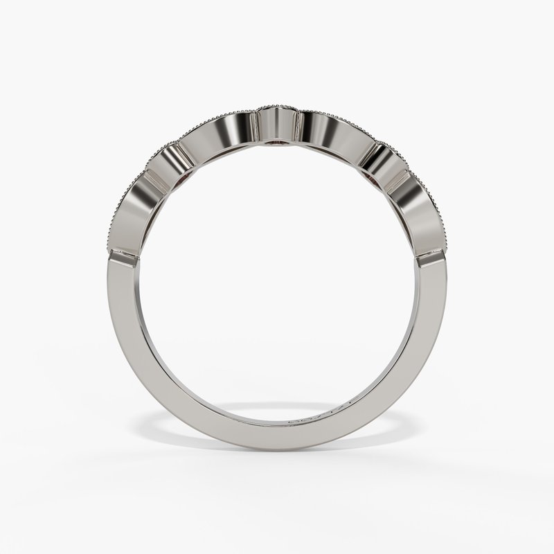 14k White Rose or Yellow Gold Pink Tourmaline & Diamond Anniversary Wedding Band R11807WB-PTM- Sparkle & Jade-SparkleAndJade.com 