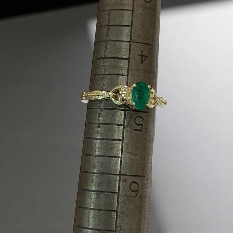 10k Gold Genuine Oval Gemstone Diamond Accented Hearts Rings- Sparkle & Jade-SparkleAndJade.com 