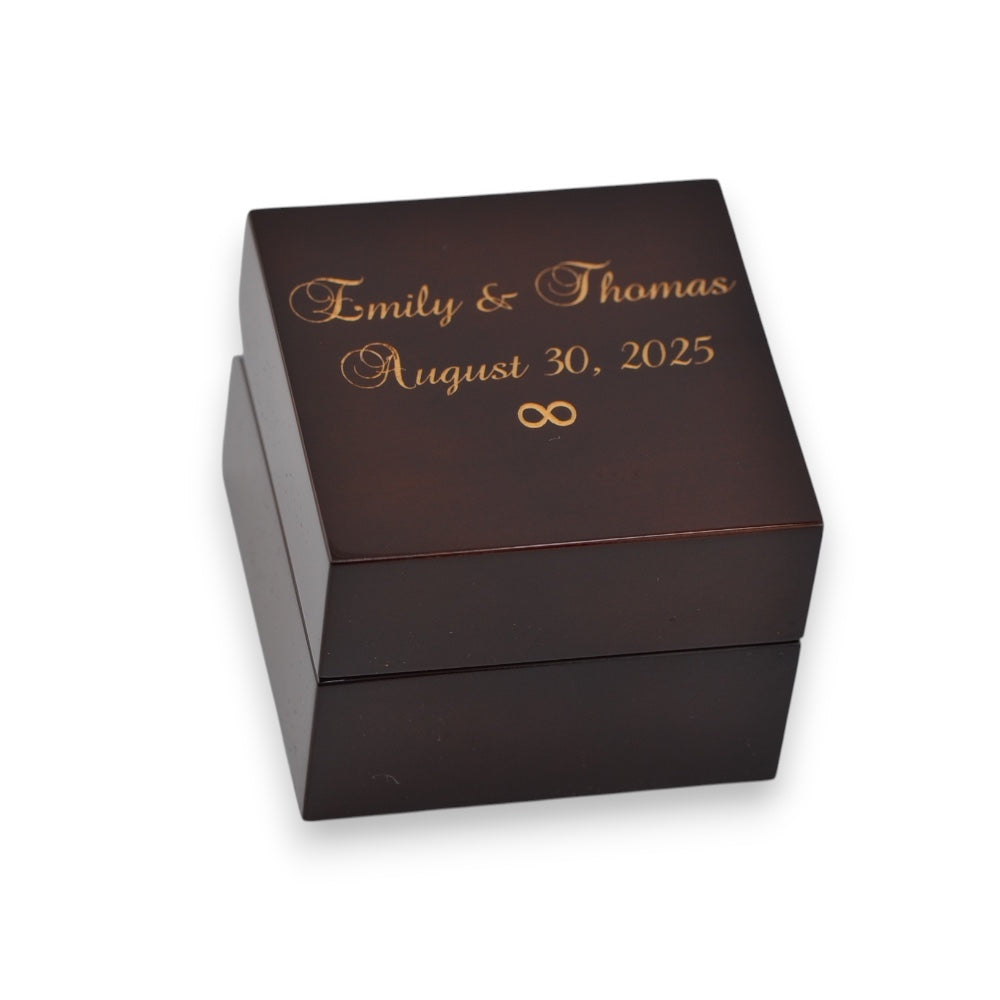 Chocolate Dark Wood Engravable Wedding Ring Box- Sparkle & Jade-SparkleAndJade.com 