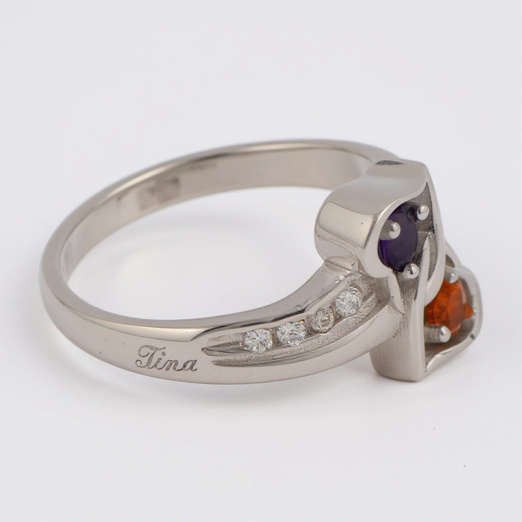 Diamond Accented 2 Stone Heart Birthstone- Sparkle & Jade-SparkleAndJade.com 