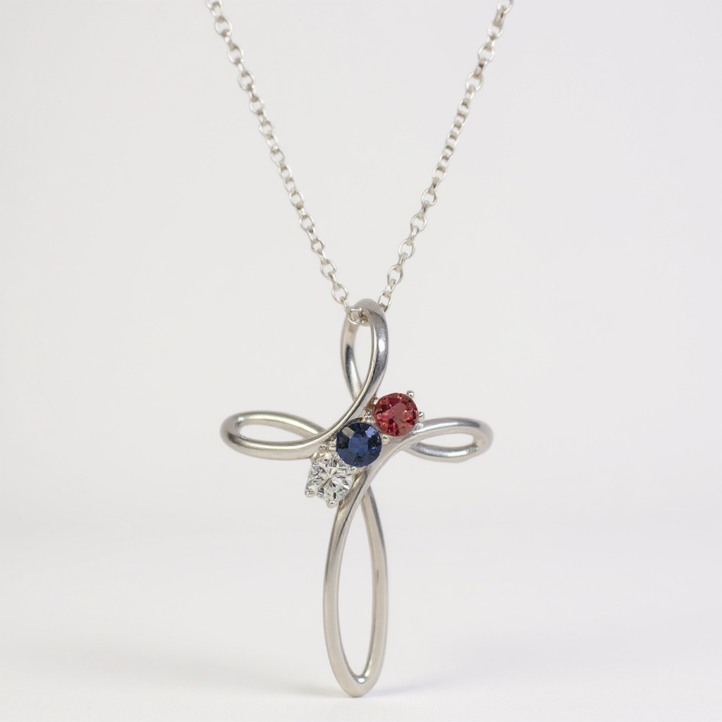 Cross Family Birthstone Pendant or Necklace- Sparkle & Jade-SparkleAndJade.com 
