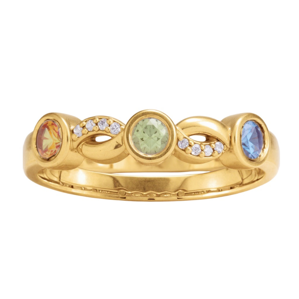 Round Bezel Set Diamond Accented Infinity Mother's Family Birthstone Ring- Sparkle & Jade-SparkleAndJade.com 