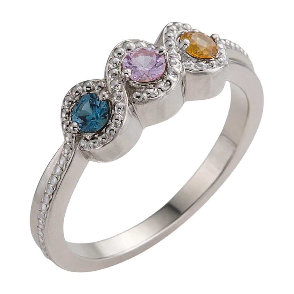 Beaded Swirl Round Mother's Family Birthstone Ring- Sparkle & Jade-SparkleAndJade.com 