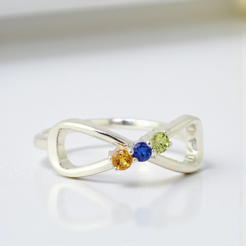 Classic Infinity Mother's Family Birthstone Ring- Sparkle & Jade-SparkleAndJade.com 