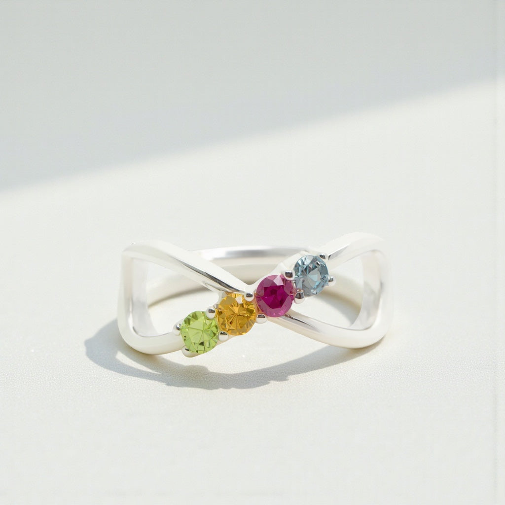 Classic Infinity Mother's Family Birthstone Ring- Sparkle & Jade-SparkleAndJade.com 