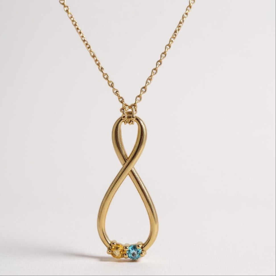 Vertical Infinity Mother's Family Birthstone Pendant or Necklace- Sparkle & Jade-SparkleAndJade.com 