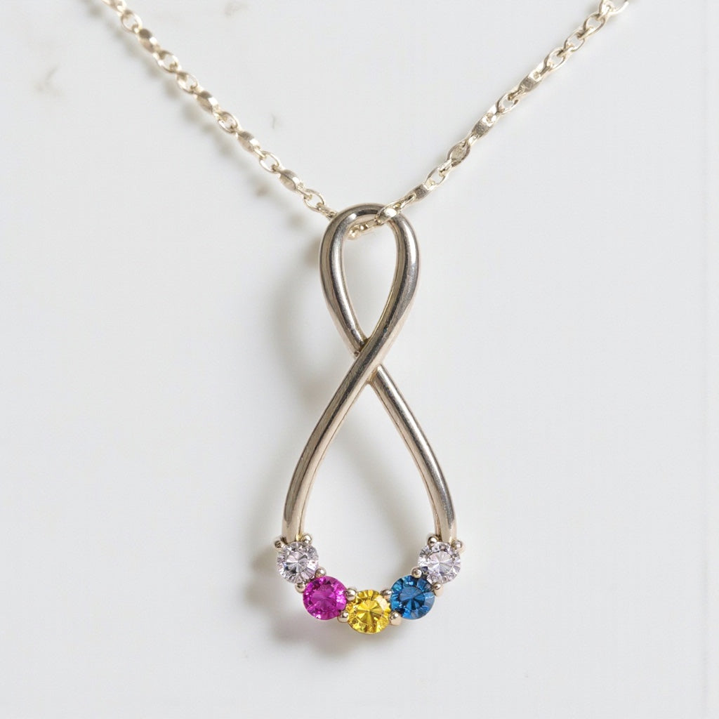 Vertical Infinity Mother's Family Birthstone Pendant or Necklace- Sparkle & Jade-SparkleAndJade.com 