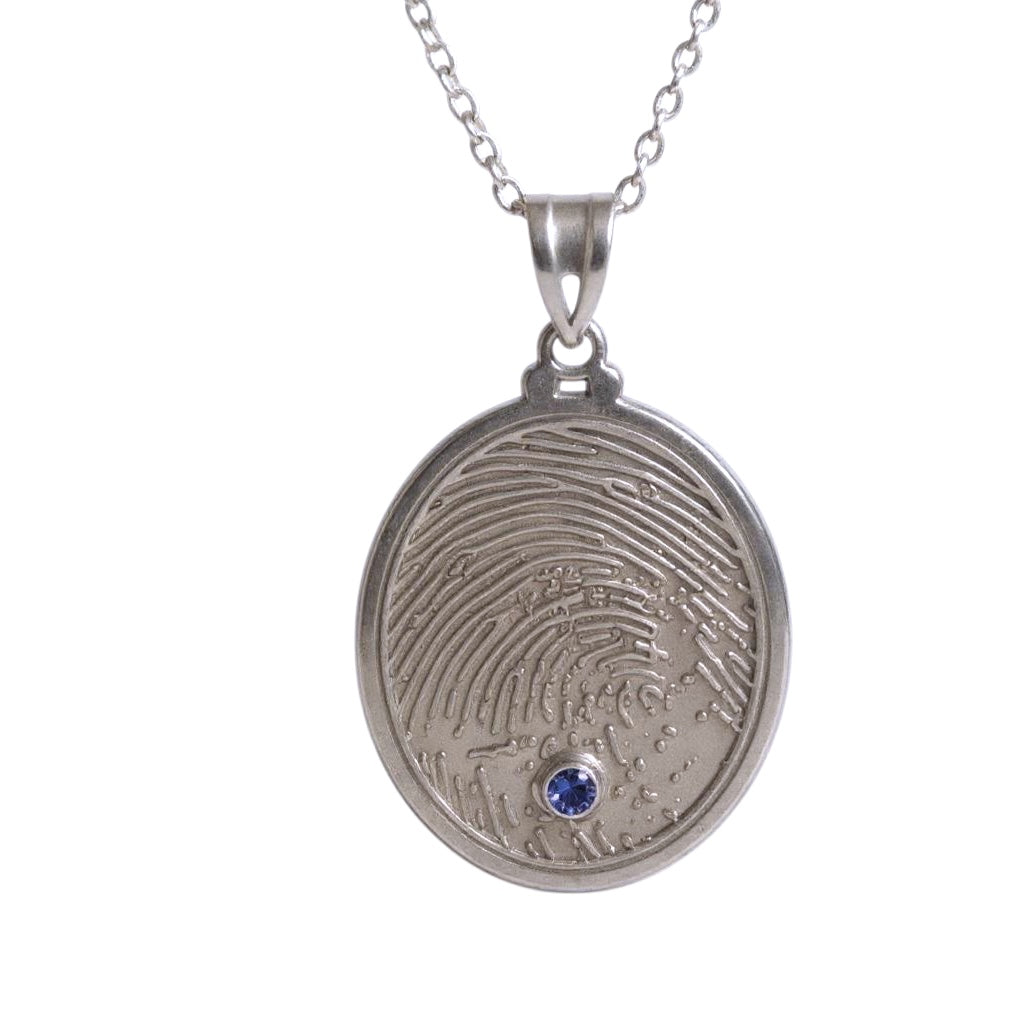Fingerprint with Crystal Birthstone Charm Pendant- Sparkle & Jade-SparkleAndJade.com 