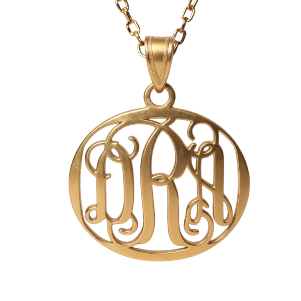 Small 18mm Circle Monogram Pendant - Sterling Silver or Solid Gold- Sparkle & Jade-SparkleAndJade.com 