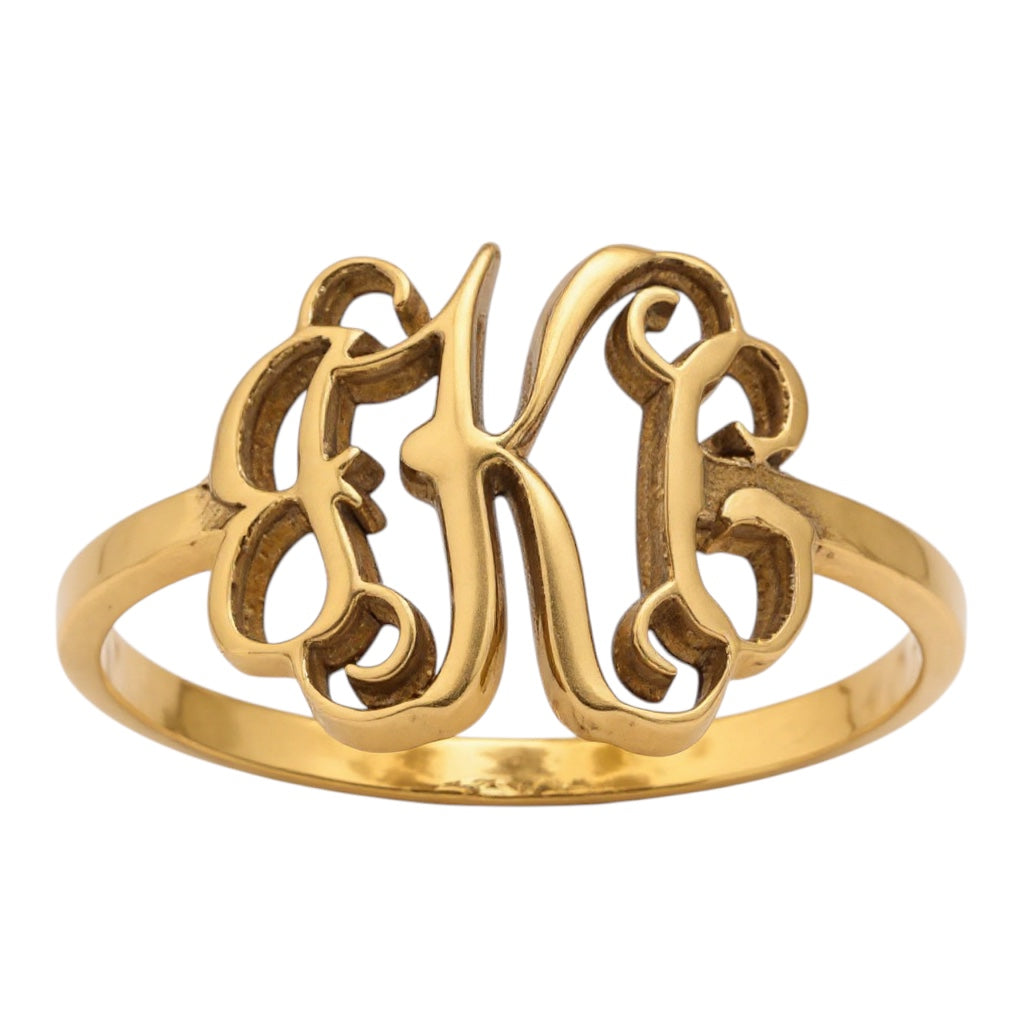 Sterling Silver, 10k or 14k Gold Solid Laser Monogram Ring- Sparkle & Jade-SparkleAndJade.com 