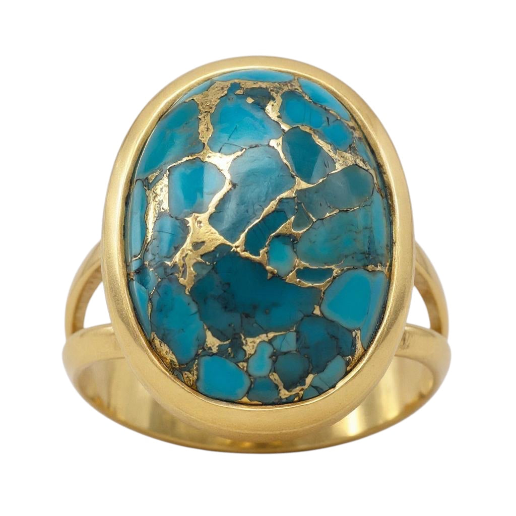 14k Gold Sterling Silver Turquoise Ring