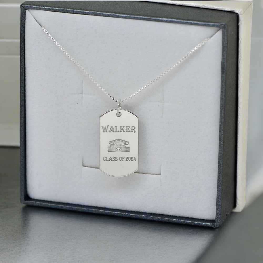 Sterling Silver Any Year & Name Graduation Tag Charm Pendant- Sparkle & Jade-SparkleAndJade.com 