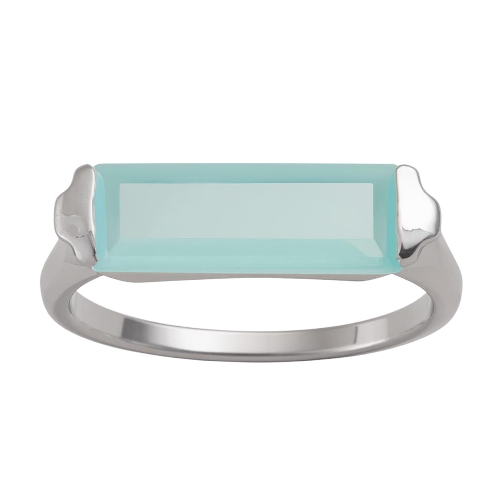 Sterling Silver Green Chalcedony Bar Ring- Sparkle & Jade-SparkleAndJade.com 