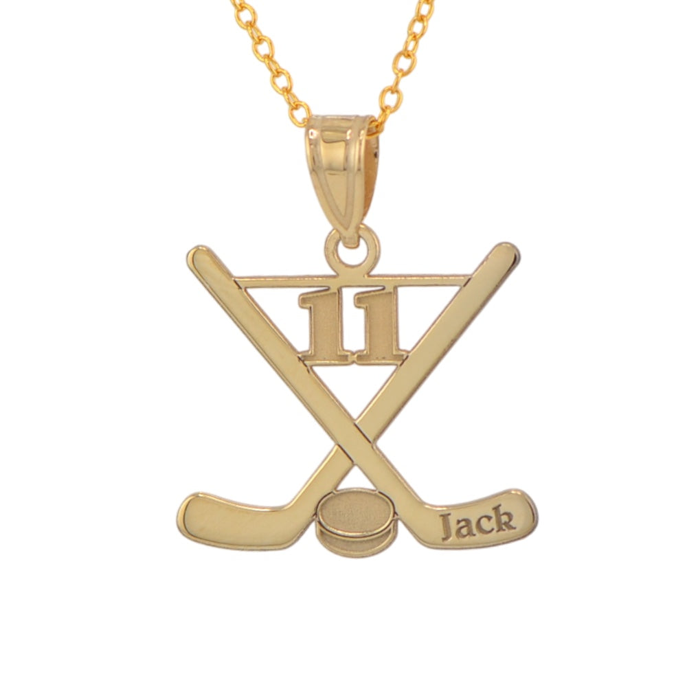 Hockey Number And Name Pendant - Sterling Silver or Solid Gold- Sparkle & Jade-SparkleAndJade.com 