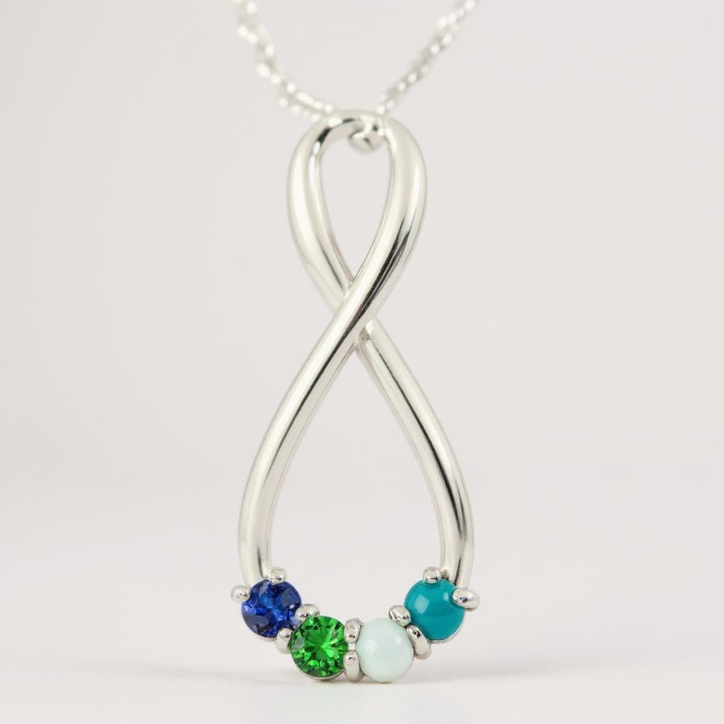 Vertical Infinity Mother's Family Birthstone Pendant or Necklace- Sparkle & Jade-SparkleAndJade.com 
