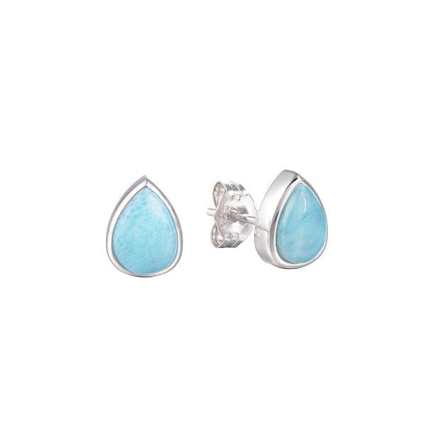Larimar Teardrop Stud Earrings- Sparkle & Jade-SparkleAndJade.com 