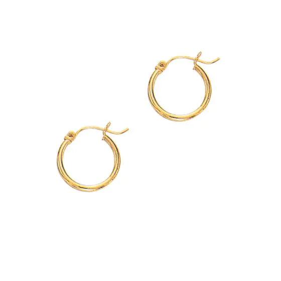 14K Gold 2mm Wide 15mm Hoop Earrings- Sparkle & Jade-SparkleAndJade.com LT206