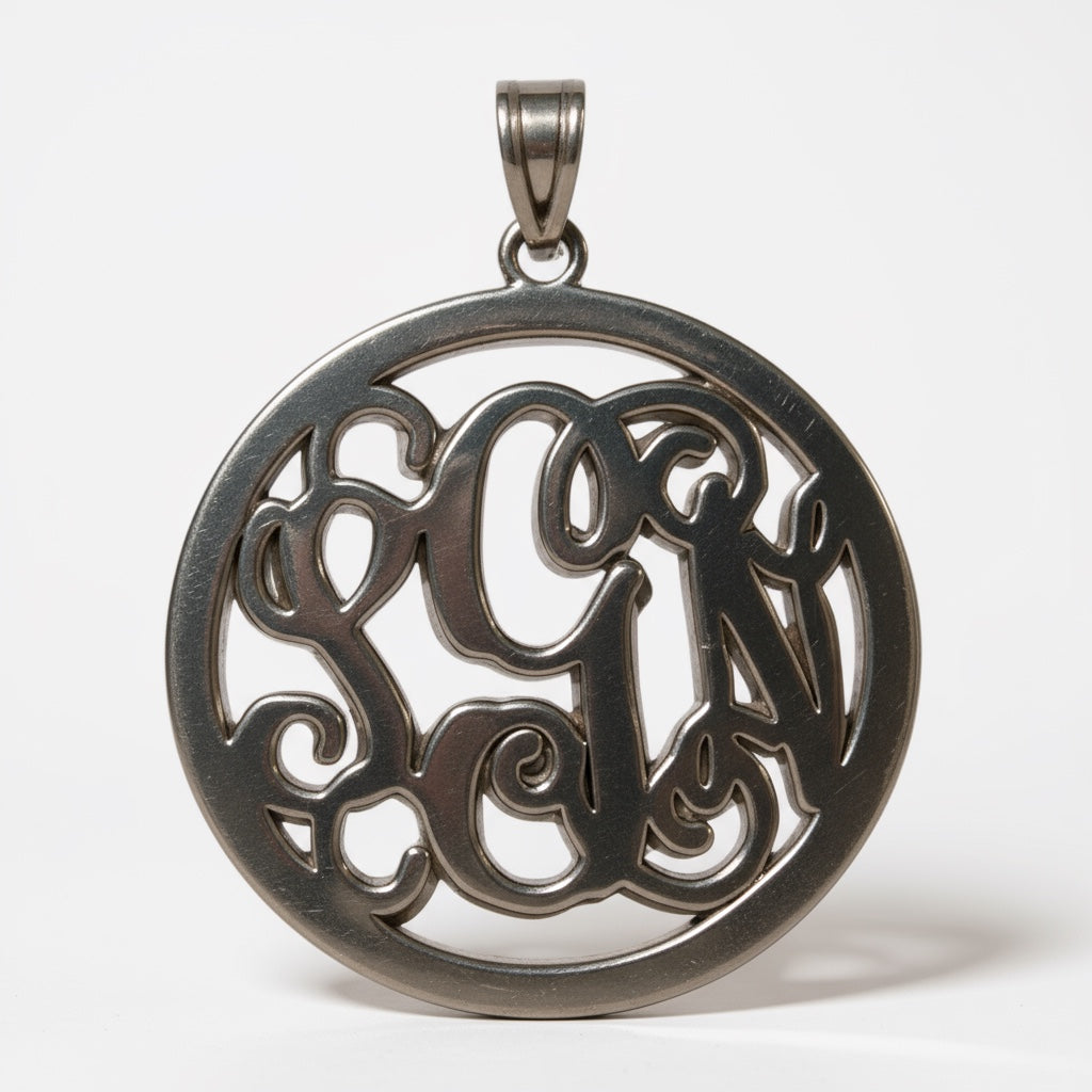 Round .018 Gauge Monogram Pendant - Sterling Silver or Solid Gold- Sparkle & Jade-SparkleAndJade.com 