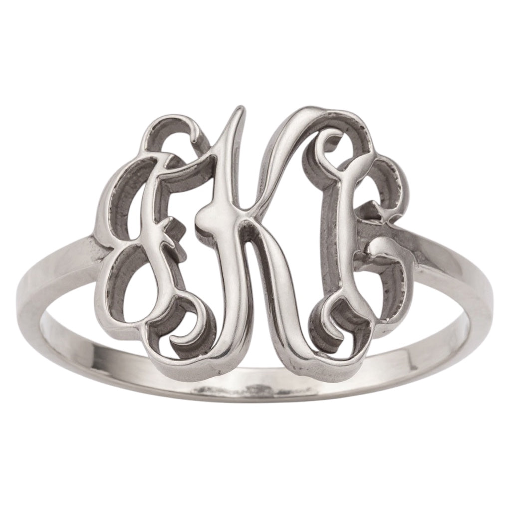 Sterling Silver, 10k or 14k Gold Solid Laser Monogram Ring- Sparkle & Jade-SparkleAndJade.com 