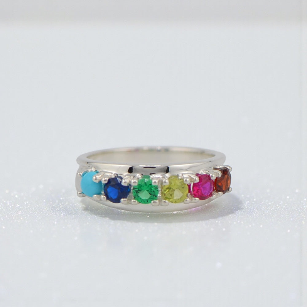 Double Shank Mother's Family Birthstone Ring- Sparkle & Jade-SparkleAndJade.com 