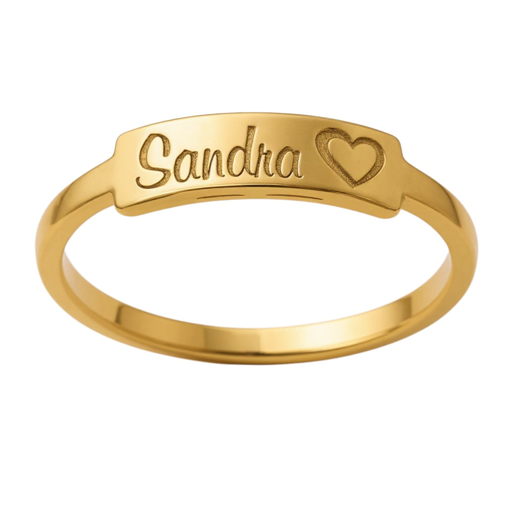 Name with Heart Bar Ring- Sparkle & Jade-SparkleAndJade.com 