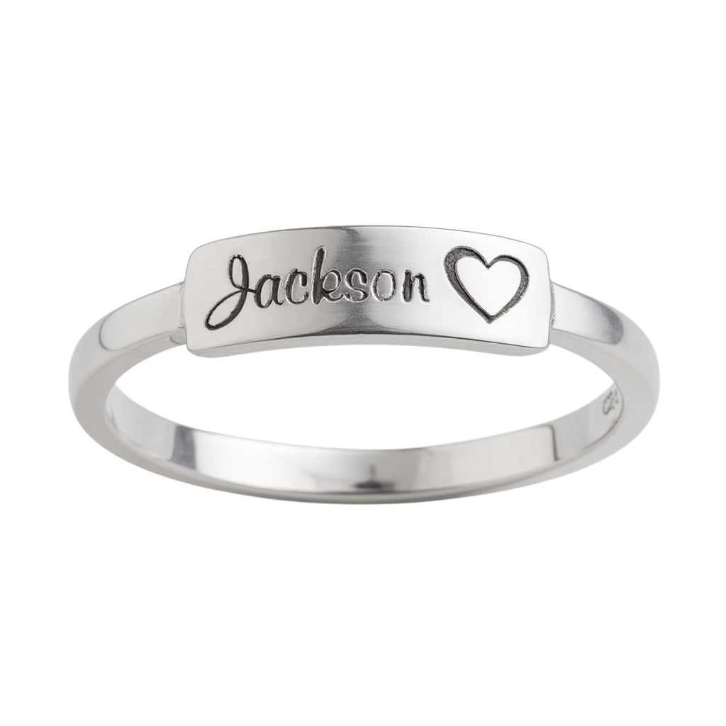 Name with Heart Bar Ring- Sparkle & Jade-SparkleAndJade.com 