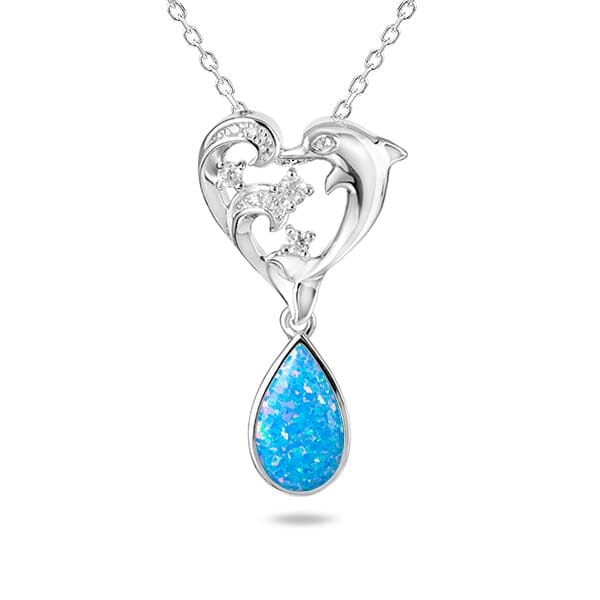 Opal Nai'a Kai Dolphin Heart Pendant by Alamea- Sparkle & Jade-SparkleAndJade.com 