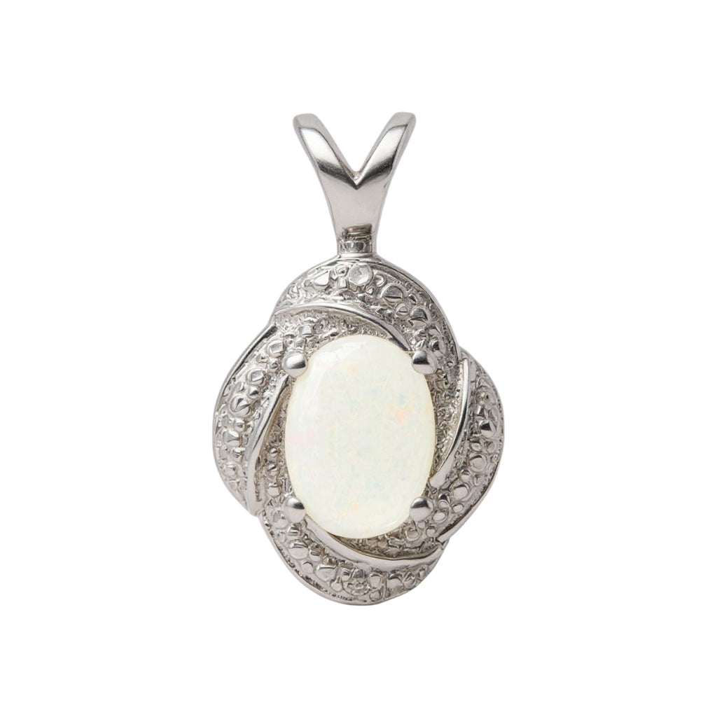 Sterling Silver Diamond And Oval Gemstone Pendants- Sparkle & Jade-SparkleAndJade.com 