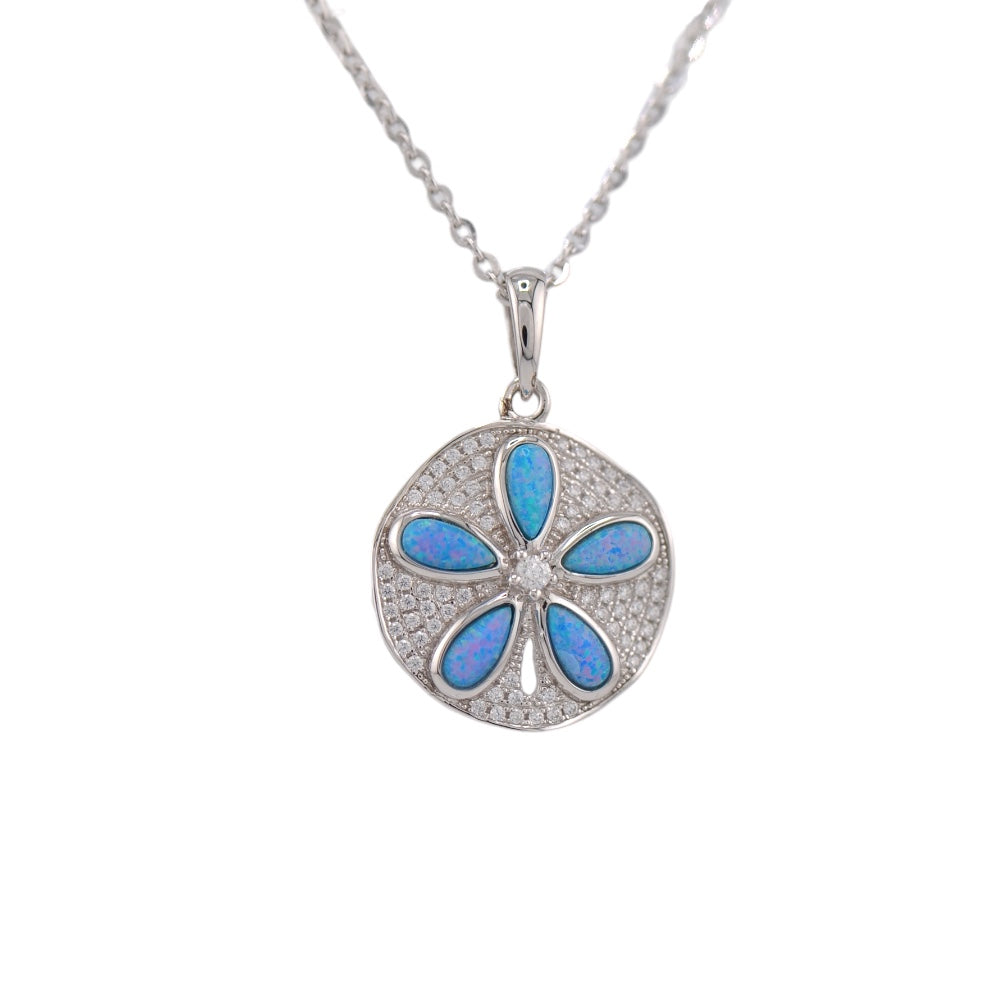 Pavé Sand Dollar Pendant with Opal by Alamea- Sparkle & Jade-SparkleAndJade.com 