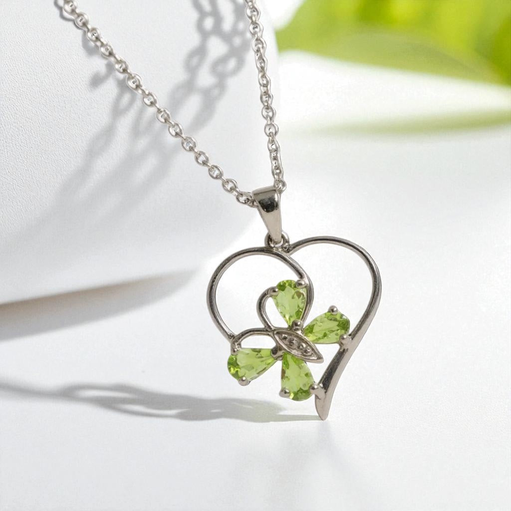 Sterling Silver Gemstone Butterfly Heart Pendants- Sparkle & Jade-SparkleAndJade.com 